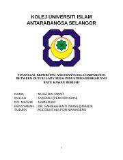 The college moved to this location in 2000. Assignment Am Kolej Universiti Islam Antarabangsa Selangor Financial Reporting And Financial Comparison Between Dutch Lady Milk Industries Berhad And Course Hero