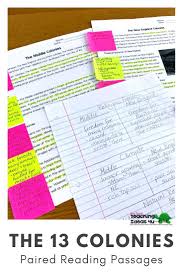 13 Colonies Paired Reading Passages Reading Comprehension Worksheets Explanatory Writing Paired Passages