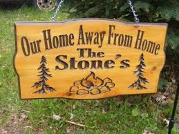 Camping Sign Personalized Cedar Carved Wood Sign Trees And Stone Campfire You Can Choose Your Wordin Camping Signs Personalized Camping Signs Campsite Signs