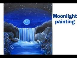Moonlight Night Landscape Poster Color Painting Tutorial Poster Color Easy Canvas Painting Canvas Painting Painting Art Projects