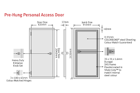 In the usa, the standard height for an 'entry door' is 80 inches tall and 36 inches wide. Personal Access Doors