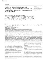 We did not find results for: Pdf Tai Chi For Reducing Dual Task Gait Variability A Potential Mediator Of Fall Risk In Parkinson S Disease A Pilot Randomized Controlled Trial