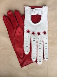 Glamour Leather Driving Gloves For Ladies Red And White Gift Etsy Leather Driving Gloves Driving Gloves Gloves