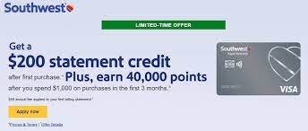 Last month, chase bank announced an introductory offer to users of personal southwest credit cards that turned heads. Chase Southwest Rapid Rewards Plus 40 000 Points 200 Statement Credit Doctor Of Credit