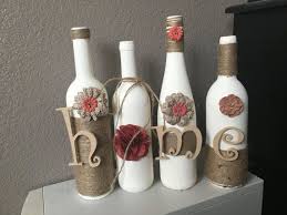 Wine Bottle Home Decor Decoration Handmade By Chiclyshabbydesigns Bottles Decoration Wine Bottle Decor Glass Bottle Crafts
