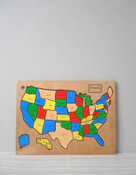Shop for wooden jigsaw puzzles handmade in america by zen art & design. Vintage Wood Puzzle Map Of The Us United States Of America Wood Puzzles Vintage Wood Wooden Puzzles