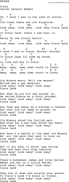 Traditional Song Dixie With Chords Tabs And Lyrics With Images Song Lyrics And Chords Lyrics And Chords Music Chords
