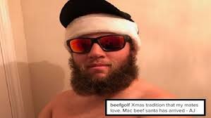 Andrew 'Beef' Johnston hilariously recreates Tiger Woods' Mac Daddy Santa  photo