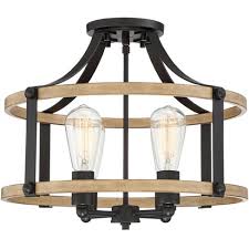 Gorgeous, fixer upper inspired home decor on a budget! Franklin Iron Works Rustic Farmhouse Ceiling Light Semi Flush Mount Fixture Faux Wood Black 18 Wide 4 Light For Bedroom Kitchen Target
