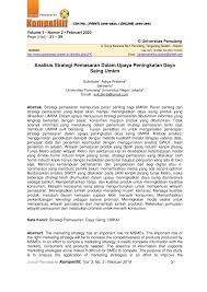 5 rohmanudin , analisis strategi pemasaran dalam meningkatkan daya saing (studi pada industri mebel di kecamatan wayhalim kota bandar lampung, (skripsi universitas sumatera utara 2017). Pdf Analisis Strategi Pemasaran Dalam Upaya Peningkatan Daya Saing Umkm