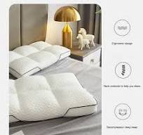 DISHAN Ergonomic Hexagonal Grid Cervical Pillow - Three-Dimensional Fluffy  - Breathable Neck Support - Teardrop Shape - Orthopedic Pillow - Bed ...