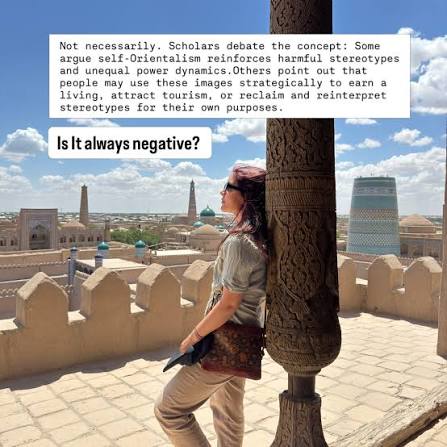 Is Central Asia falling into self-orientalism to be recognized by the West?  Self-orientalism means adopting, repackaging, or strategically performing  images of “the East” that have historically been produced by Western  Orientalism because