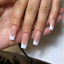 French tip nails coffin 2021. Pin By Stephanie Barrientos On Nails French Tip Acrylic Nails Ombre Acrylic Nails French Acrylic Nails