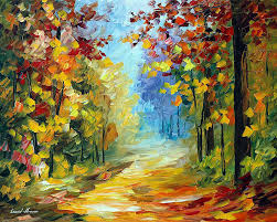 EARLY MORNING IN THE WOODS — PALETTE KNIFE Oil Painting On Canvas By Leonid  Afremov - Size 24"x30"