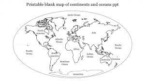 Continents and oceans coloring page. Printable Blank Map Of Continents And Oceans Ppt Template