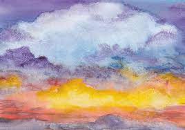 This watercolor painting has nothing in addition except the dedication for magic! Sunset Abstract Watercolor Background Drawing By Elena Sysoeva
