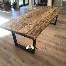Blue hydrangeas are a flawless complement to the rich warm tones of natural cherry wood. Custom Made 8 Seater Can Seat Up To 10 Industrial Modern Rustic Dining Table Rusticdecor Rustic Dining Set Rustic Dining Table Modern Rustic Dining Table