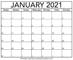 2021 blank and printable pdf calendar. January 2021 Calendar Printable Free Monthly Calendar Templates
