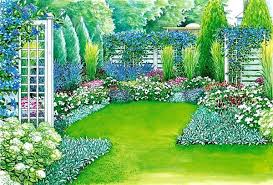 Bunter Sichtschutz Bunter Gartengestaltungsichtschutz Sichtschutz In 2020 Garten Grundriss Bepflanzung Gartendesign Ideen