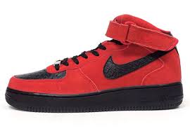 Nike Air Force 1 Mid Red Suede Black Python Sneakernews Com Nike Air Force Red Suede Nike
