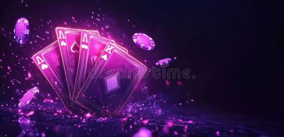 Glowing Purple Casino Cards and Chips in a Vibrant Gaming-themed Artwork Stock Image - Image of dynamic, digital: 369286237
