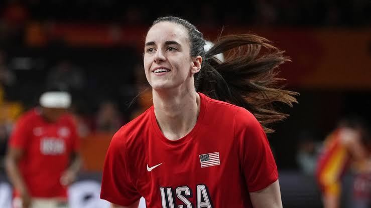 Caitlin Clark representing Team USA in Berlin, do AI tạo