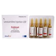 Levocarnitine Zubinet Injection USP, 5 ml at ₹ 200/piece in Nagpur | ID: 2857718410255
