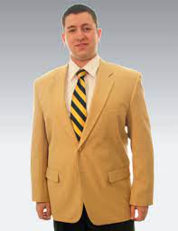 C21 seal logo left chest in gold. Century 21 Gold Jacket Mens Womens Blazers