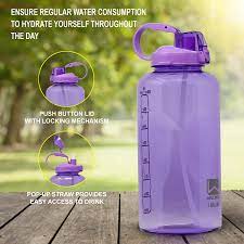 Bottled water is a great alternative when the purity of your tap water is in question, whether because of bacterial contamination, heavy metals, or organic toxins that slip by the waste water treatment process. Wellness 128oz Sports Water Bottle Purple With Straw Walmart Com Walmart Com