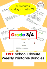 Grade Three And Four School Closure Homeschooling Printable Bundles School Closures Kids Learning Activities Homeschool