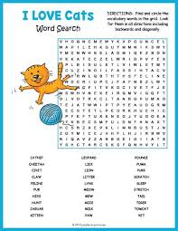 Free Printable Cat Word Search Word Puzzles For Kids Word Puzzles Word Search Printables