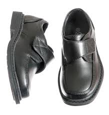 kids black velcro square toe dress shoe