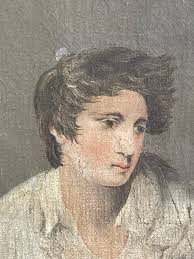 Antique painting of Percy Shelley at Spezia shore