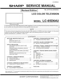 Sharp Lc 65d64u Tv Service Manual And Repair Instructions In 2020 Tv Services Manual Repair