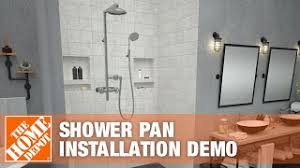 This was on a new piece of backerboard using quikrete mortar mix 1102 as recommended by the instructions. Tile Redi Shower Pan Installation Demo The Home Depot Youtube