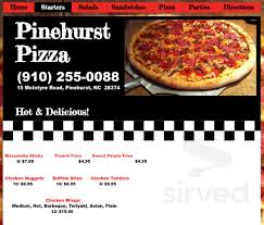 Pinehurst Pizza Menu In Pinehurst North Carolina Usa