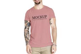 Tattooed Man In A Pink Mockup T Shirt Shirt Mockup Tattoos For Guys Tshirt Mockup