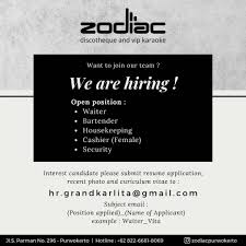 Maybe you would like to learn more about one of these? Lowongan Kerja Zodiac Discotheque And Vip Karaoke Bartender Karaoke