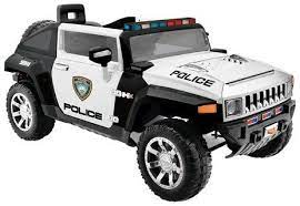 Kid Motorz Hummer Hx Police 12v Ride On Black White Hummer Hx Police Car Lights Hummer
