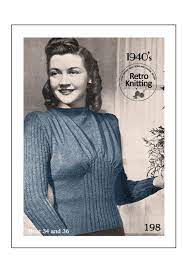 More new items in the etsy store… more 40s and 50s dresses, 40s rayon shirt, knitting patterns, vintage magazines and 4 pairs of 40s seamless stockings in mint condition and an. 1940 S Wartime Draped Front Sweater Pdf Knitting Pattern Etsy Pdf Knitting Pattern Knitting Patterns Jumper Knitting Pattern