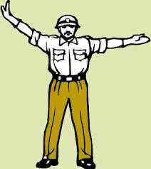 A graphical representation of traffic police hand signals. Traffic Police Hand Signals