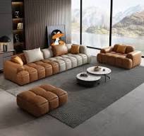 Leather Sofa First Layer Cowhide Modern Simple Living Room ...
