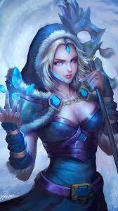 Картинки DOTA 2 Crystal Maiden Магия Посохи Rylai Фэнтези 1080x1920