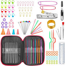 Knitting needle sizes for yarn. Amazon Com Urwoow 100 Pcs Crochet Hook Set With Yarn Knitting Needles Sewing Tools Full Set Knit Gauge Scissors Stitch Holders Household Tool Kit