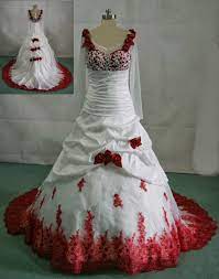 Plus Size White Wedding Dress With Red Accents Red White Wedding Dress Red Wedding Dresses White Wedding Gowns