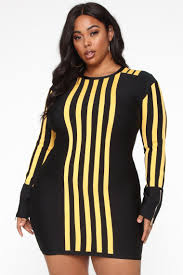 Black And Yellow Striped Dress Level Up Stripe Dress Black Yellow In 2020 Yellow Fashion Striped Dress Striped Mini Dress