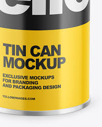 Download Tin Can W Glossy Finish Mockup In Can Mockups On Yellow Images Object Mockups PSD Mockup Templates