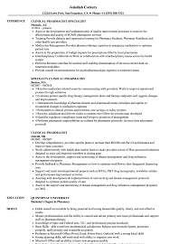 A cv may also include professional references, as well as coursework, fieldwork, hobbies and interests relevant to your profession. Clinical Pharmacist Resume Samples Velvet Jobs