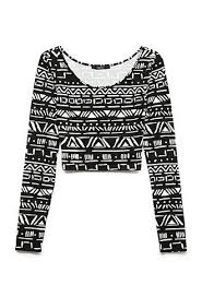 Black And White Crop Top Long Sleeve Yo Prefiero Una Camisa Pequena Que Una Camisa De Gran Tamano Forever21 Tops Crop Shirt Lightweight Long Sleeve Shirt