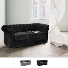 Le canapé chesterfield a traversé les époques sans prendre la moindre ride. Canape Chesterfield Capitonne En Tissu Veloute 2 Places Design Moderne
